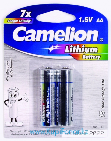 Комплект батареек Camelion, АА литиевые, FR6-BP2 -AA